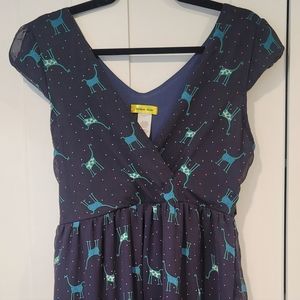 Modcloth Navy Giraffe Sweetheart Minidress